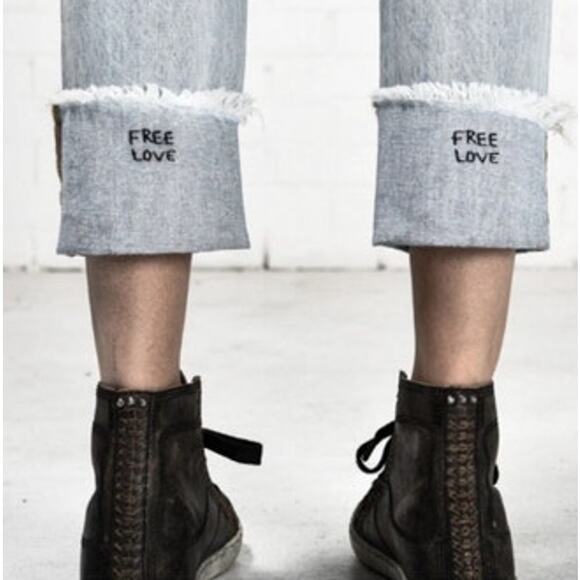 One Teaspoon Jeans Size 25 Awesome Baggies Cropped Distressed Free Love NWT - Picture 2 of 13